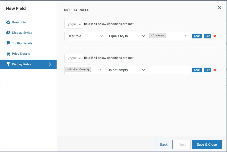 Conditional product tabs are tabs that appear or stay hidden based on specific rules you set.