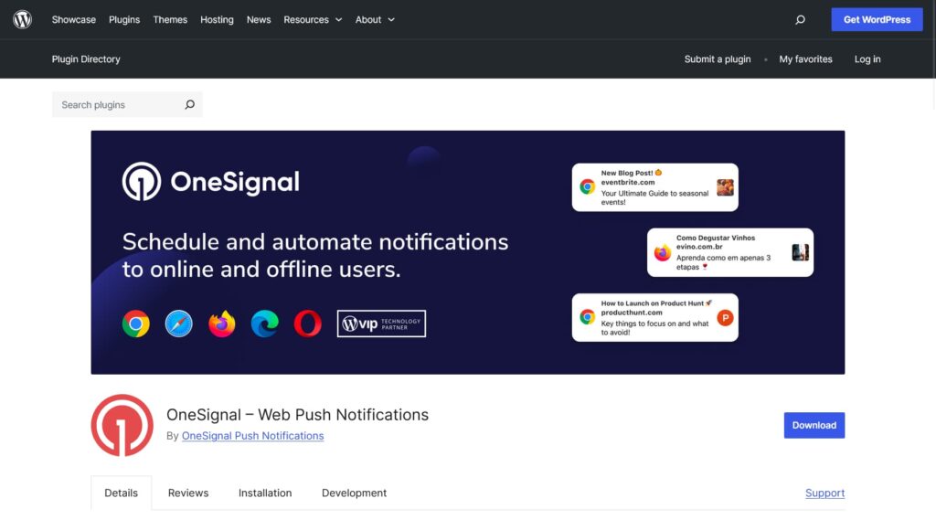 OneSignal push notification plugins
