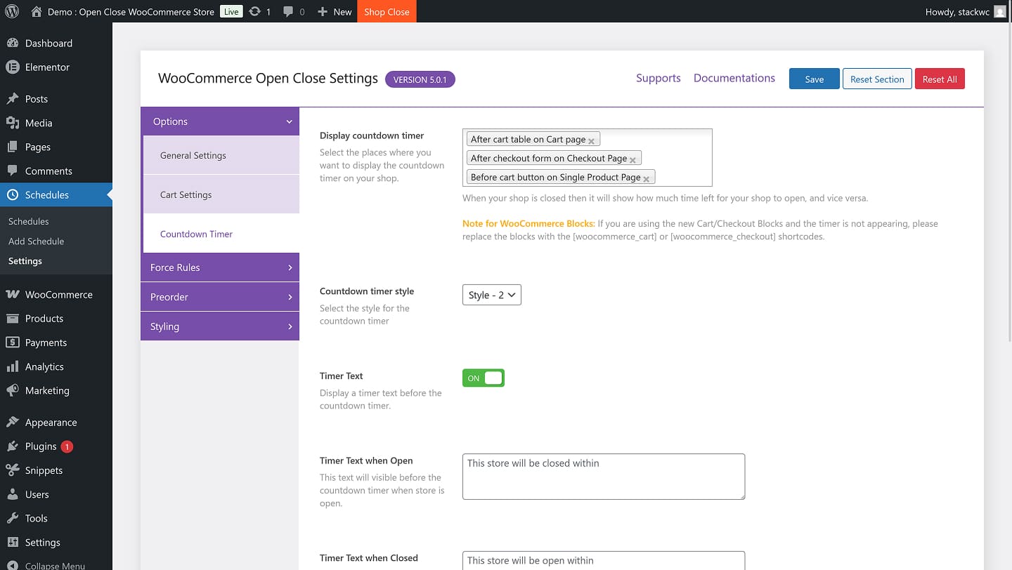 Customize WooCommerce Store Countdown Timers with Multiple Display Positions Styles and Custom Timer Text