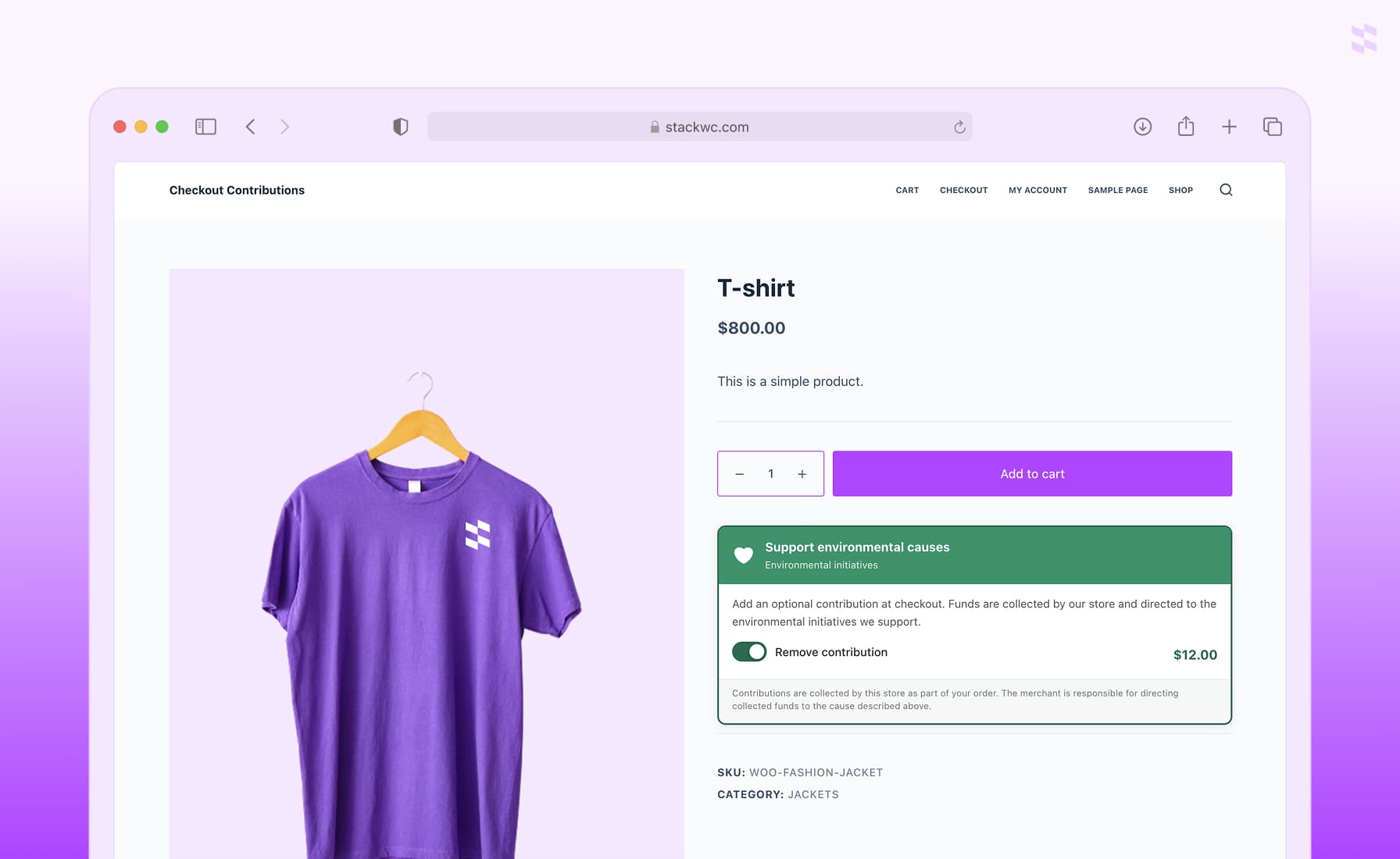Allow customers to add optional contributions directly from product pages.