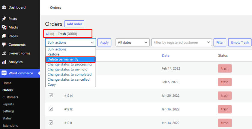 Bulk Delete WooCommerce Products
